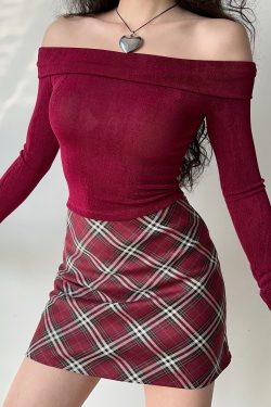 High-Waisted Plaid A-Line Skirt for Women - Retro DIY European American Style for New Year Celebrations