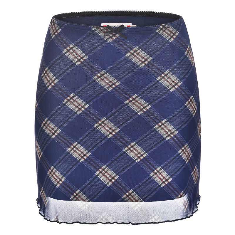 High-Waisted Plaid Mesh Bodycon Mini Skirt for Women - Vintage 90s Style Slimming Design High-Waisted Plaid Mesh Bodycon Mini Skirt for Women - Vintage 90s Style Slimming Design