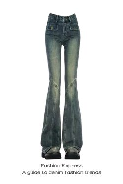 High-Waisted Retro Flared Jeans for Women, Slim Fit Bell-Bottom Pants, Autumn Winter 2025 Trend