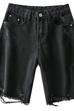 High-Waisted Retro Slim-Fit Frayed Denim Shorts for Women - European & American Style Cycling Summer Shorts