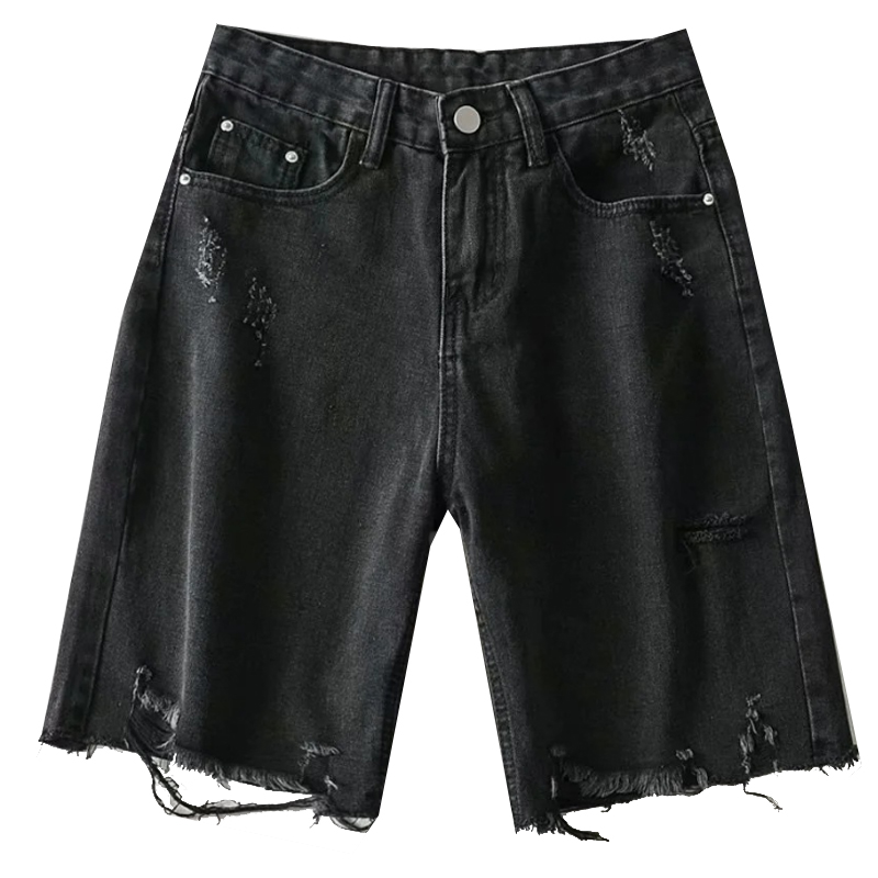 High-Waisted Retro Slim-Fit Frayed Denim Shorts for Women - European & American Style Cycling Summer Shorts High-Waisted Retro Slim-Fit Frayed Denim Shorts for Women - European & American Style Cycling Summer Shorts