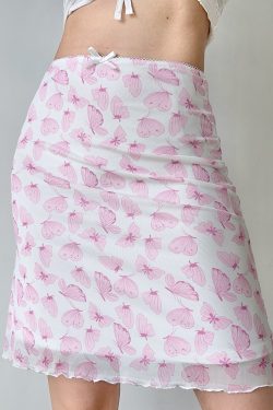 High-Waisted Slim Fit Butterfly Print Half-Length Skirt for Women - Retro European American Style Summer Bodycon Fashion