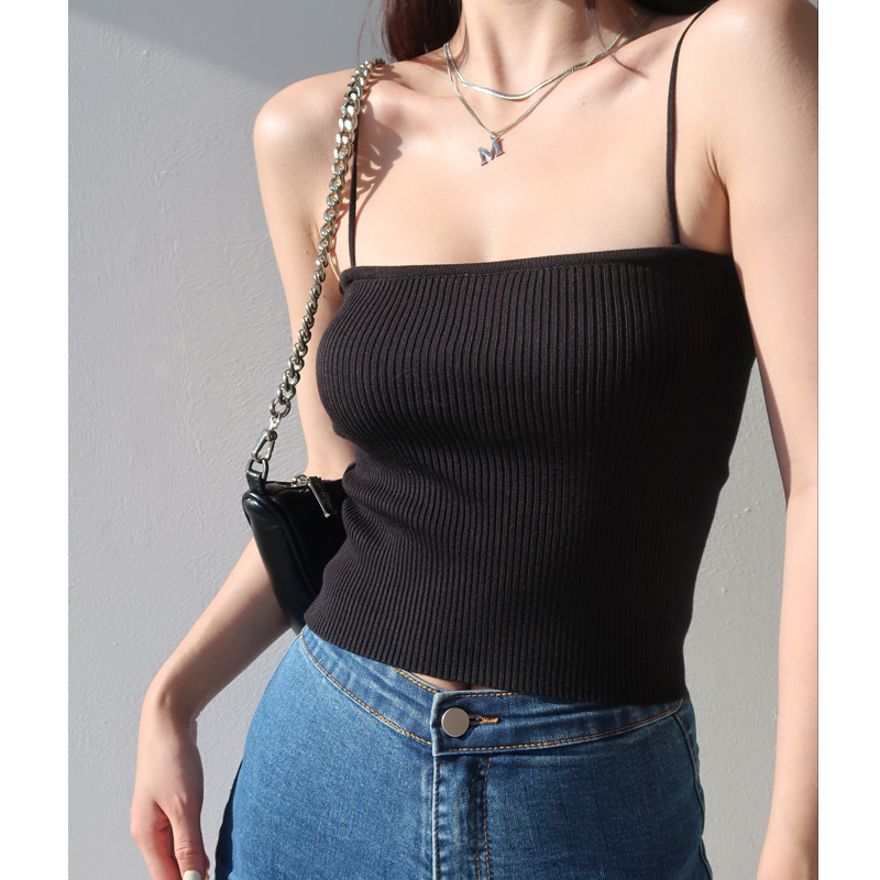 High-Waisted Slim-Fit Strapless Knitted Camisole Tank Top for Women - Solid Color Summer Style, Sexy and Chic Fashion Essential High-Waisted Slim-Fit Strapless Knitted Camisole Tank Top for Women - Solid Color Summer Style, Sexy and Chic Fashion Essential