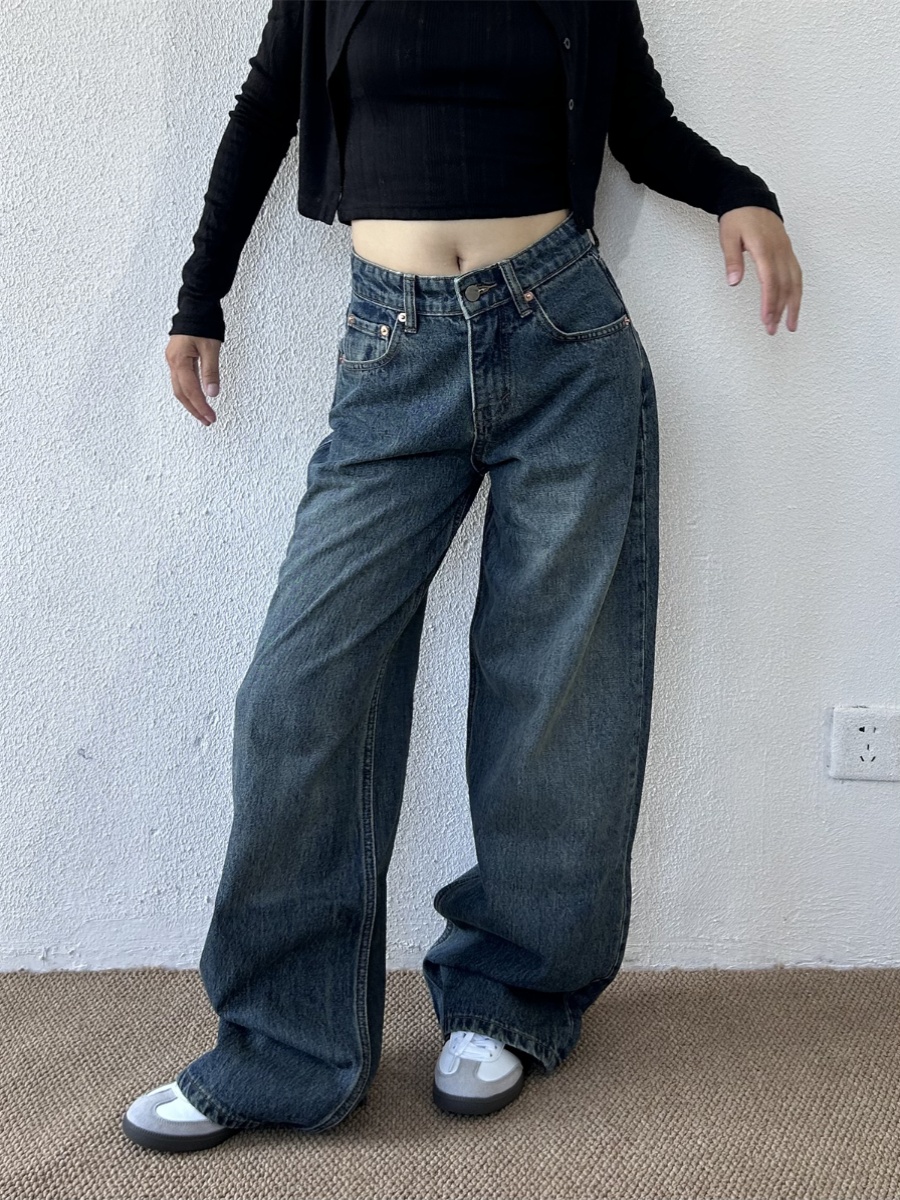 High-Waisted Slim Straight Loose Floor-Length Pants for Petite Women - Trendy Spring High Street Jeans High-Waisted Slim Straight Loose Floor-Length Pants for Petite Women - Trendy Spring High Street Jeans