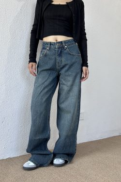 High-Waisted Slim Straight Loose Floor-Length Pants for Petite Women - Trendy Spring High Street Jeans