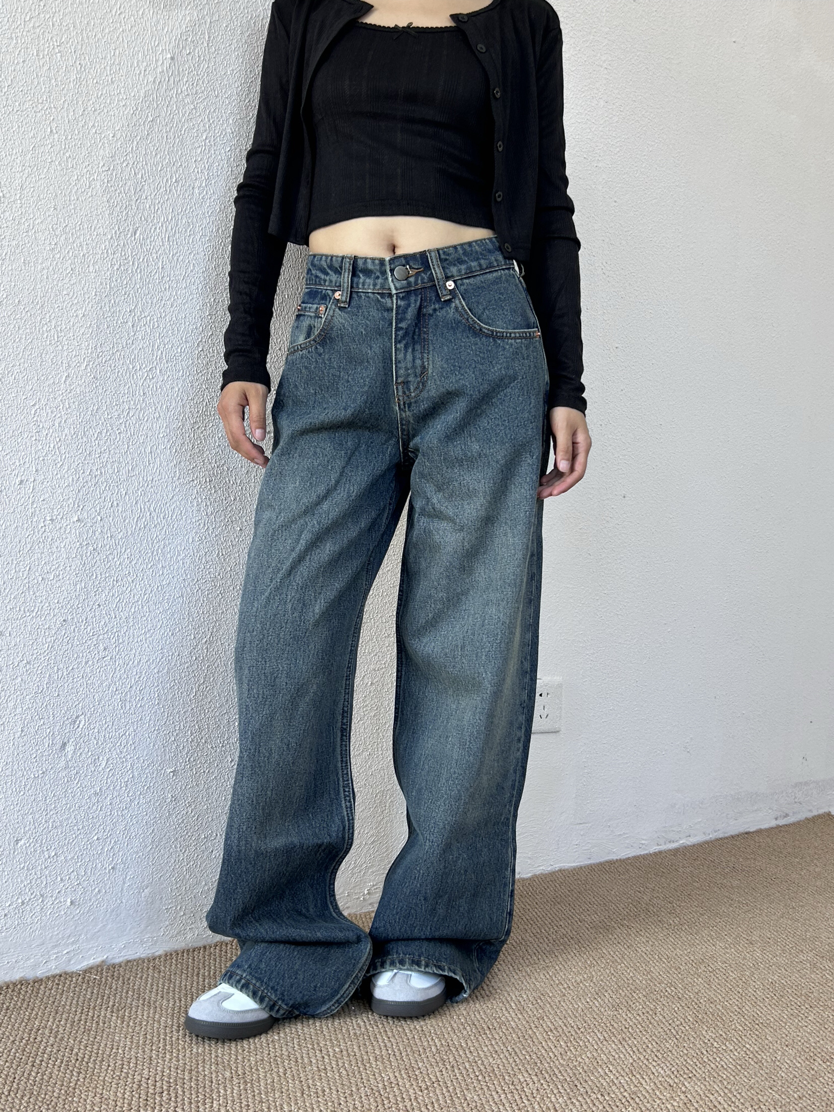 High-Waisted Slim Straight Loose Floor-Length Pants for Petite Women - Trendy Spring High Street Jeans High-Waisted Slim Straight Loose Floor-Length Pants for Petite Women - Trendy Spring High Street Jeans