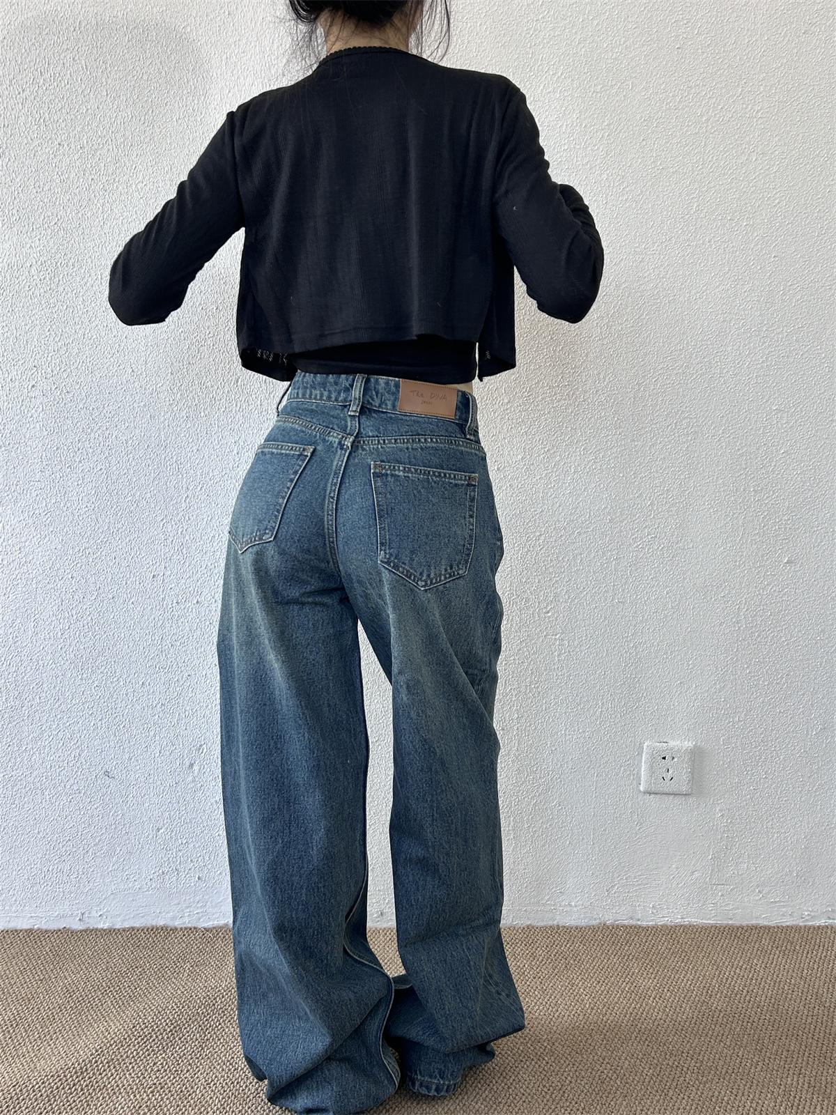 High-Waisted Slim Straight Loose Floor-Length Pants for Petite Women - Trendy Spring High Street Jeans High-Waisted Slim Straight Loose Floor-Length Pants for Petite Women - Trendy Spring High Street Jeans