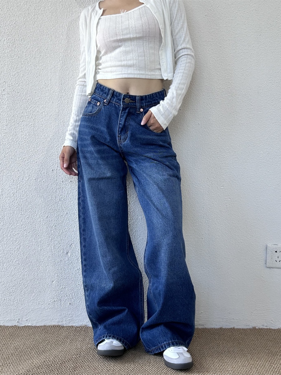 High-Waisted Slim Straight Loose Floor-Length Pants for Petite Women - Trendy Spring High Street Jeans High-Waisted Slim Straight Loose Floor-Length Pants for Petite Women - Trendy Spring High Street Jeans