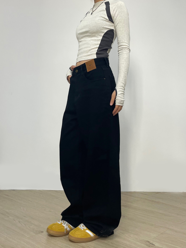 High-Waisted Straight-Leg Draped Denim Pants for Men and Women - Trendy Retro Wide-Leg Loose-Fitting American High Street Style High-Waisted Straight-Leg Draped Denim Pants for Men and Women - Trendy Retro Wide-Leg Loose-Fitting American High Street Style