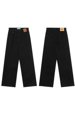 High-Waisted Straight-Leg Draped Denim Pants for Men and Women - Trendy Retro Wide-Leg Loose-Fitting American High Street Style
