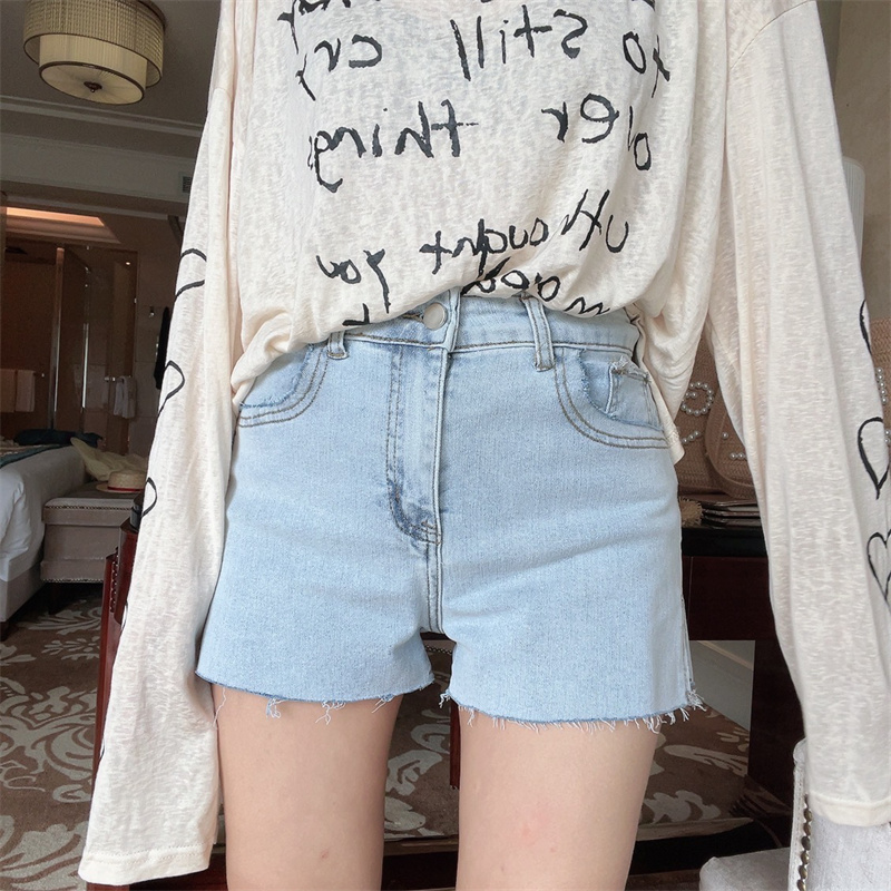 High-Waisted Stretch Denim Shorts for Women - 2024 Spring/Summer American Vintage Hot Pants, Super Versatile Y2K Style High-Waisted Stretch Denim Shorts for Women - 2024 Spring/Summer American Vintage Hot Pants, Super Versatile Y2K Style