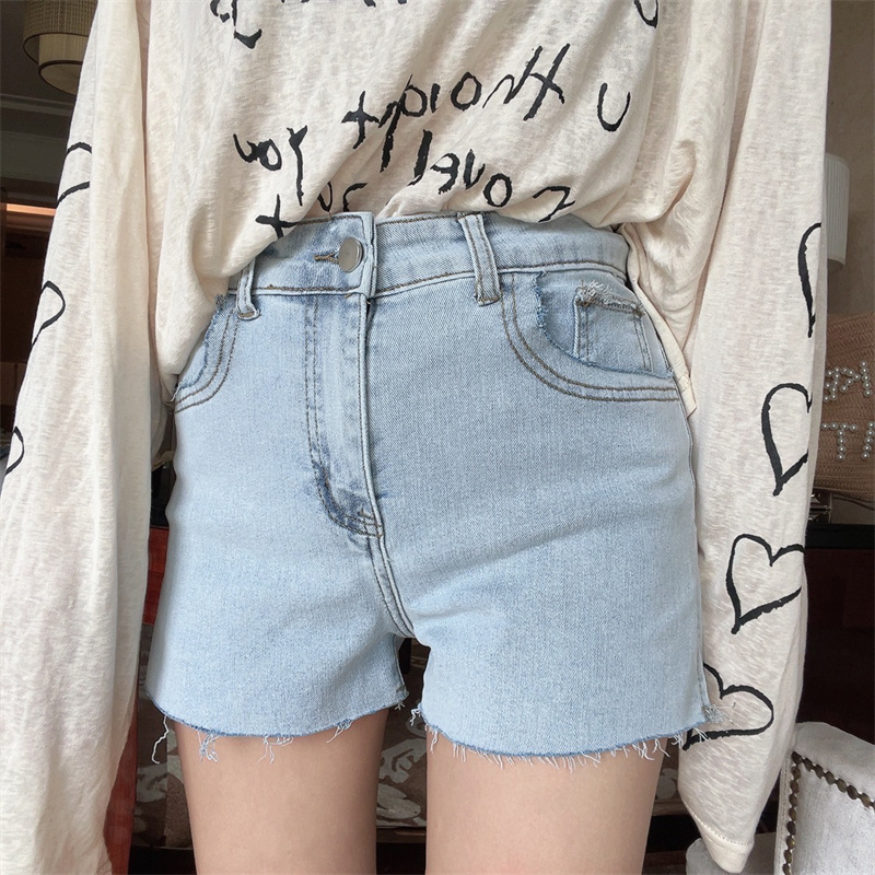 High-Waisted Stretch Denim Shorts for Women - 2024 Spring/Summer American Vintage Hot Pants, Super Versatile Y2K Style High-Waisted Stretch Denim Shorts for Women - 2024 Spring/Summer American Vintage Hot Pants, Super Versatile Y2K Style