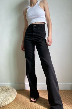High-Waisted Wide-Leg Jeans for Women - American Retro Style, Loose Fit, Slimming, Floor-Length, Trendy 90s Fashion