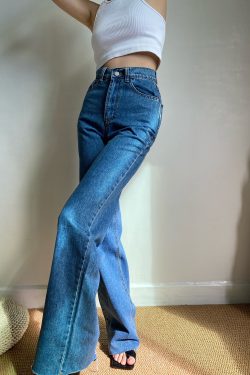 High-Waisted Wide-Leg Jeans for Women - American Retro Style, Loose Fit, Slimming, Floor-Length, Trendy 90s Fashion