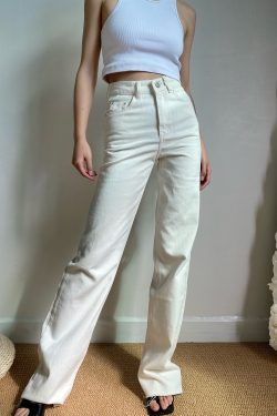 High-Waisted Wide-Leg Jeans for Women - American Retro Style, Loose Fit, Slimming, Floor-Length, Trendy 90s Fashion