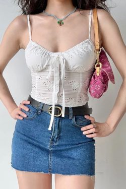 Hollow Flower White Camisole - Women's Summer Slim Fit Sexy Top for European and American Style, Perfect for Y2K and Korean Fashion