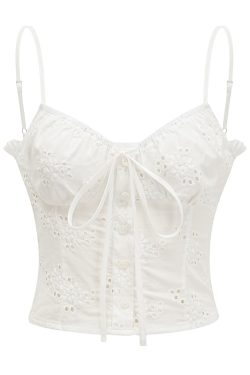 Hollow Flower White Camisole - Women's Summer Slim Fit Sexy Top for European and American Style, Perfect for Y2K and Korean Fashion