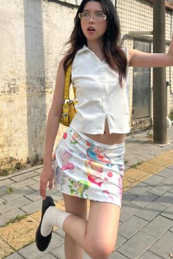 Hot Girl Clown Fish Print Bodycon Mini Skirt - 2025 Summer Niche Design, Trendy Y2K Style