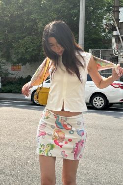 Hot Girl Clown Fish Print Bodycon Mini Skirt - 2025 Summer Niche Design, Trendy Y2K Style