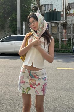 Hot Girl Clown Fish Print Bodycon Mini Skirt - 2025 Summer Niche Design, Trendy Y2K Style