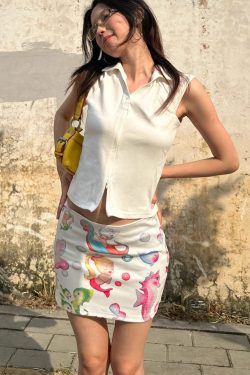 Hot Girl Clown Fish Print Bodycon Mini Skirt - 2025 Summer Niche Design, Trendy Y2K Style