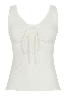 Hot Girl Solid Color Strap Hollow Textured Camisole - Versatile Slim Fit Waist-Defining Top for Y2K and Korean Style Fashion