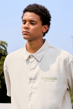 Ice Silk Short Sleeve Shirt - American Vintage Draped Letter Design, Unisex Thin Style, Trendy 2025 Look, Cool Feel Fashion