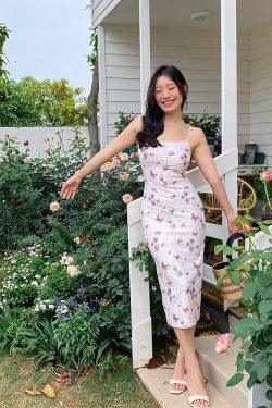 Ink Wash Butterfly Print Backless Bodycon Camisole Dress - Slim Sexy Fitted Style for 90s Y2K Fashion Lovers