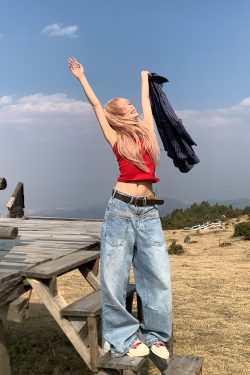 Inverted Water-Washed Denim Wide-Leg Pants for Men and Women - Vintage Loose Casual Floor-Length Trousers