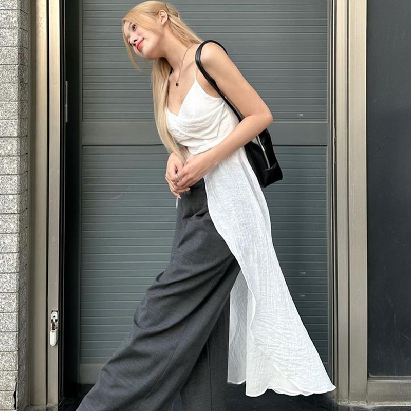 Irregular Flowing Strap White Camisole - Backless Beach Top for Women - Sexy Vacation Style Summer Wear Irregular Flowing Strap White Camisole - Backless Beach Top for Women - Sexy Vacation Style Summer Wear