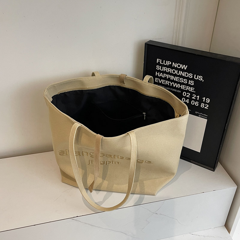Japanese Harajuku Canvas Tote Bag for Women - 2025 Embroidered Letter Design, Large Capacity, Stylish Commuting & Shopping Bag Japanese Harajuku Canvas Tote Bag for Women - 2025 Embroidered Letter Design, Large Capacity, Stylish Commuting & Shopping Bag