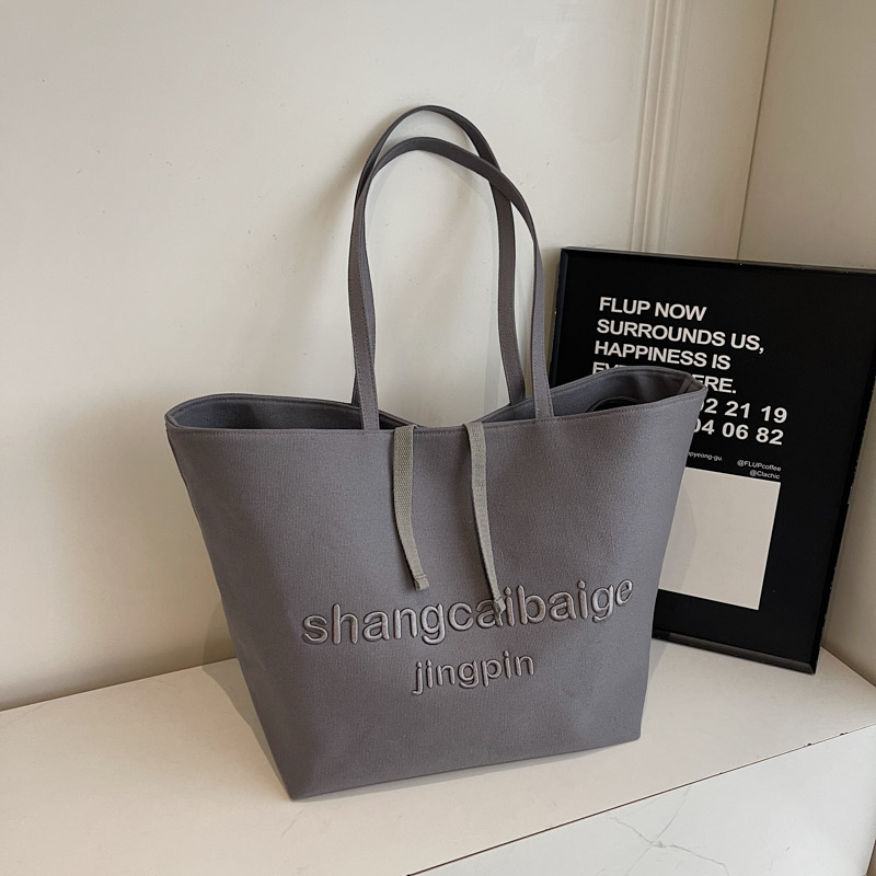 Japanese Harajuku Canvas Tote Bag for Women - 2025 Embroidered Letter Design, Large Capacity, Stylish Commuting & Shopping Bag Japanese Harajuku Canvas Tote Bag for Women - 2025 Embroidered Letter Design, Large Capacity, Stylish Commuting & Shopping Bag
