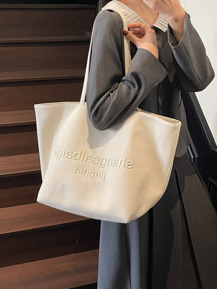 Japanese Harajuku Canvas Tote Bag for Women - 2025 Embroidered Letter Design, Large Capacity, Stylish Commuting & Shopping Bag Japanese Harajuku Canvas Tote Bag for Women - 2025 Embroidered Letter Design, Large Capacity, Stylish Commuting & Shopping Bag