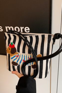 Japanese Harajuku Women's Cartoon Crossbody Tote Bag - 2025 Simple Versatile Canvas Shoulder Bag