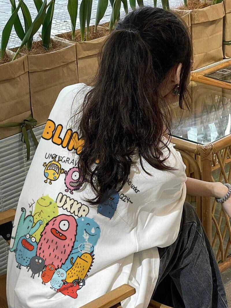 Japanese Retro Lazy Chic Short Sleeve T-Shirt for Men & Women, Plus Size Loose Fit Pure Cotton Couple Outfit Japanese Retro Lazy Chic Short Sleeve T-Shirt for Men & Women, Plus Size Loose Fit Pure Cotton Couple Outfit