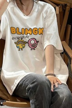 Japanese Retro Lazy Chic Short Sleeve T-Shirt for Men & Women, Plus Size Loose Fit Pure Cotton Couple Outfit