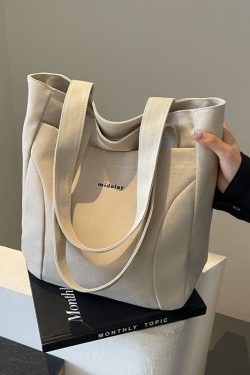 Japanese-Style Canvas Tote Bag for Women, Trendy Large Capacity Shoulder Bag for School, Commuting, and Everyday Use 2025