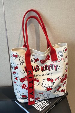 Japanese-Style Cartoon Canvas Tote Bag for Women - Large Capacity Student Shoulder Bag for Summer Commuting and Classes