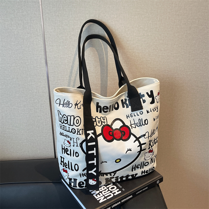 Japanese-Style Cartoon Canvas Tote Bag for Women - Large Capacity Student Shoulder Bag for Summer Commuting and Classes Japanese-Style Cartoon Canvas Tote Bag for Women - Large Capacity Student Shoulder Bag for Summer Commuting and Classes