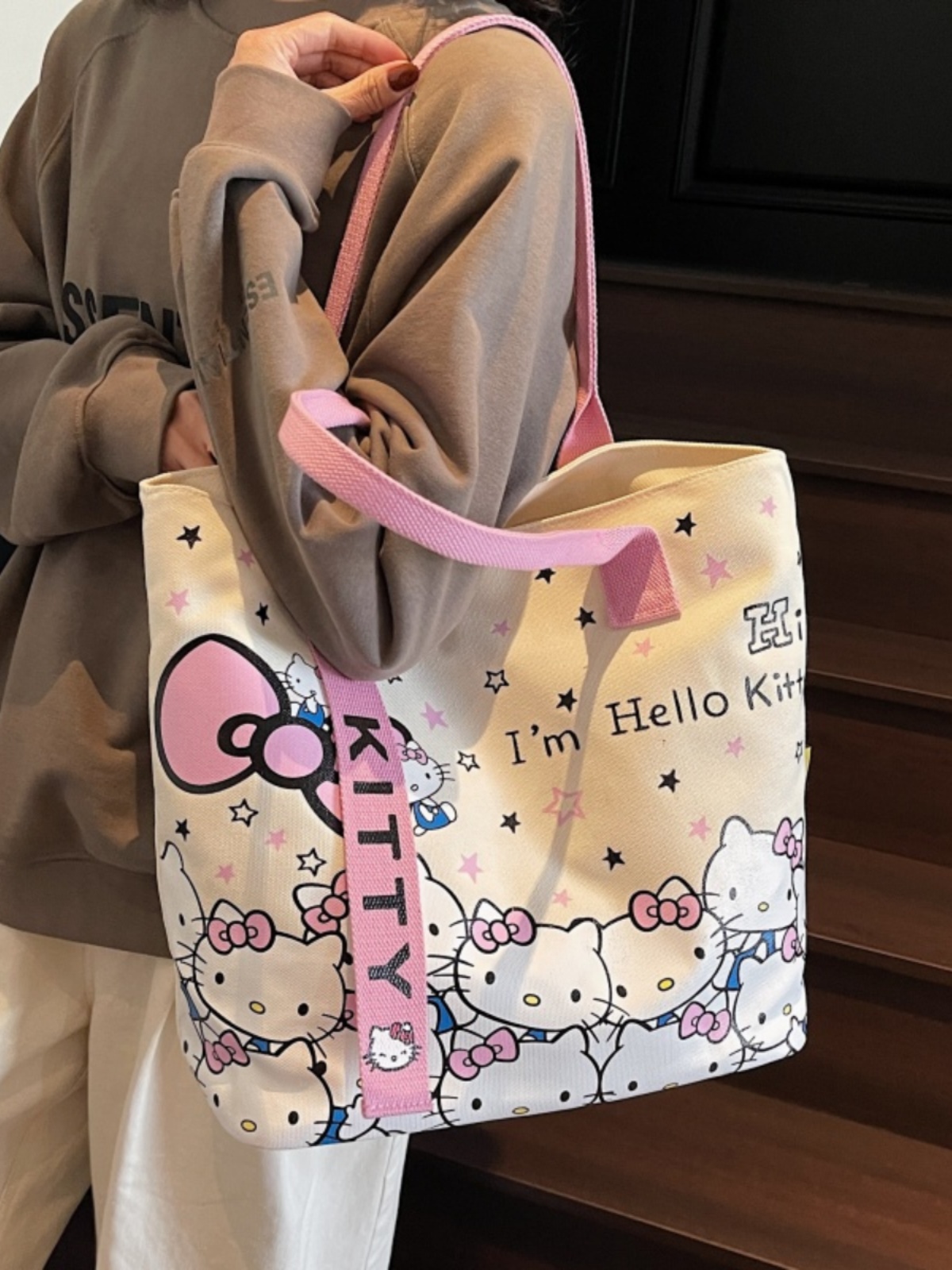 Japanese-Style Cartoon Canvas Tote Bag for Women - Large Capacity Student Shoulder Bag for Summer Commuting and Classes Japanese-Style Cartoon Canvas Tote Bag for Women - Large Capacity Student Shoulder Bag for Summer Commuting and Classes