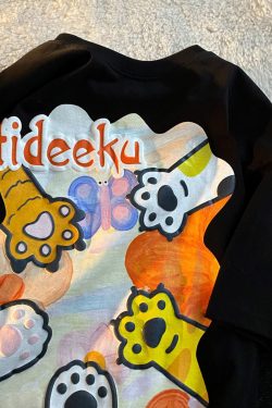 Japanese-Style Cartoon Graffiti Short Sleeve T-Shirt for Men & Women, Plus Size, Trendy Couple Outfit, Casual Streetwear