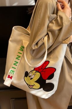 Japanese-Style Cartoon Single-Shoulder Canvas Tote Bag for Women – Versatile, Large Capacity, Perfect for Students and Commuting