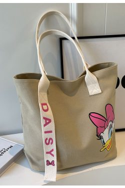 Japanese-Style Cartoon Single-Shoulder Canvas Tote Bag for Women – Versatile, Large Capacity, Perfect for Students and Commuting