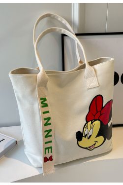 Japanese-Style Cartoon Single-Shoulder Canvas Tote Bag for Women – Versatile, Large Capacity, Perfect for Students and Commuting