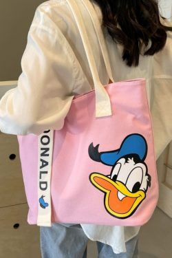 Japanese-Style Cartoon Single-Shoulder Canvas Tote Bag for Women – Versatile, Large Capacity, Perfect for Students and Commuting