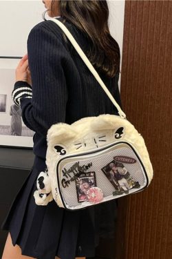 Japanese-Style Cute Cartoon Plush Crossbody Backpack for Spring/Summer 2025 - Trendy Hot Girl Double Shoulder Bag