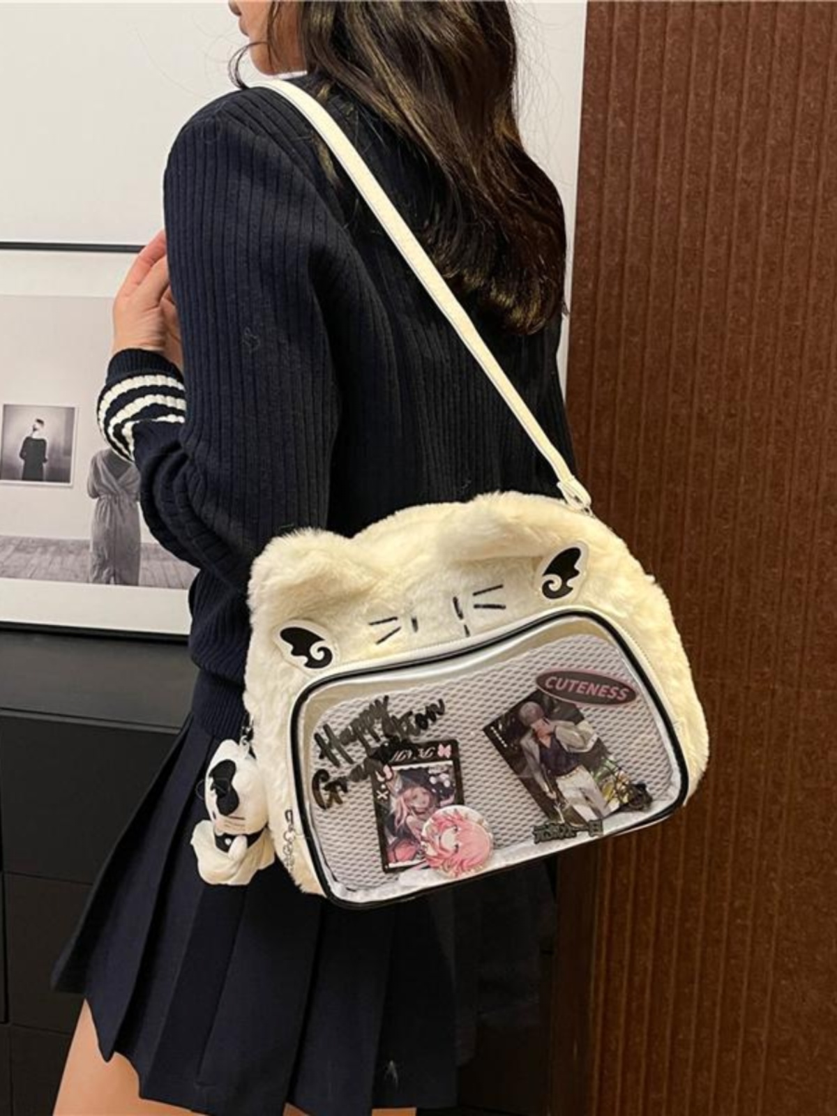 Japanese-Style Cute Cartoon Plush Crossbody Backpack for Spring/Summer 2025 - Trendy Hot Girl Double Shoulder Bag Japanese-Style Cute Cartoon Plush Crossbody Backpack for Spring/Summer 2025 - Trendy Hot Girl Double Shoulder Bag