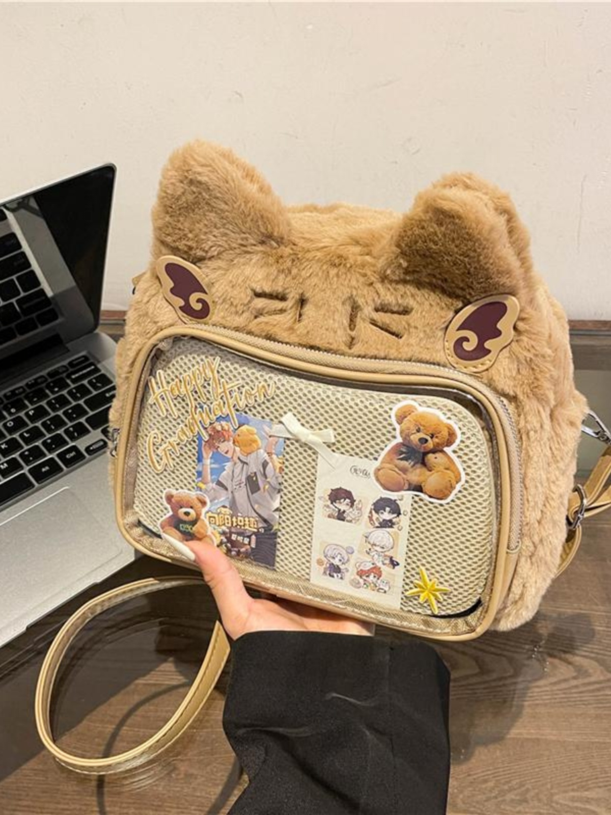 Japanese-Style Cute Cartoon Plush Crossbody Backpack for Spring/Summer 2025 - Trendy Hot Girl Double Shoulder Bag Japanese-Style Cute Cartoon Plush Crossbody Backpack for Spring/Summer 2025 - Trendy Hot Girl Double Shoulder Bag