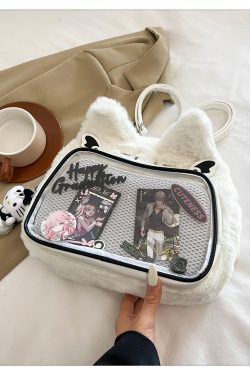 Japanese-Style Cute Cartoon Plush Crossbody Backpack for Spring/Summer 2025 - Trendy Hot Girl Double Shoulder Bag