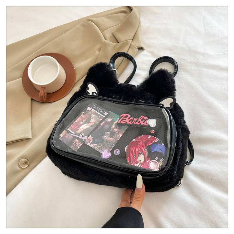 Japanese-Style Cute Cartoon Plush Crossbody Backpack for Spring/Summer 2025 - Trendy Hot Girl Double Shoulder Bag Japanese-Style Cute Cartoon Plush Crossbody Backpack for Spring/Summer 2025 - Trendy Hot Girl Double Shoulder Bag